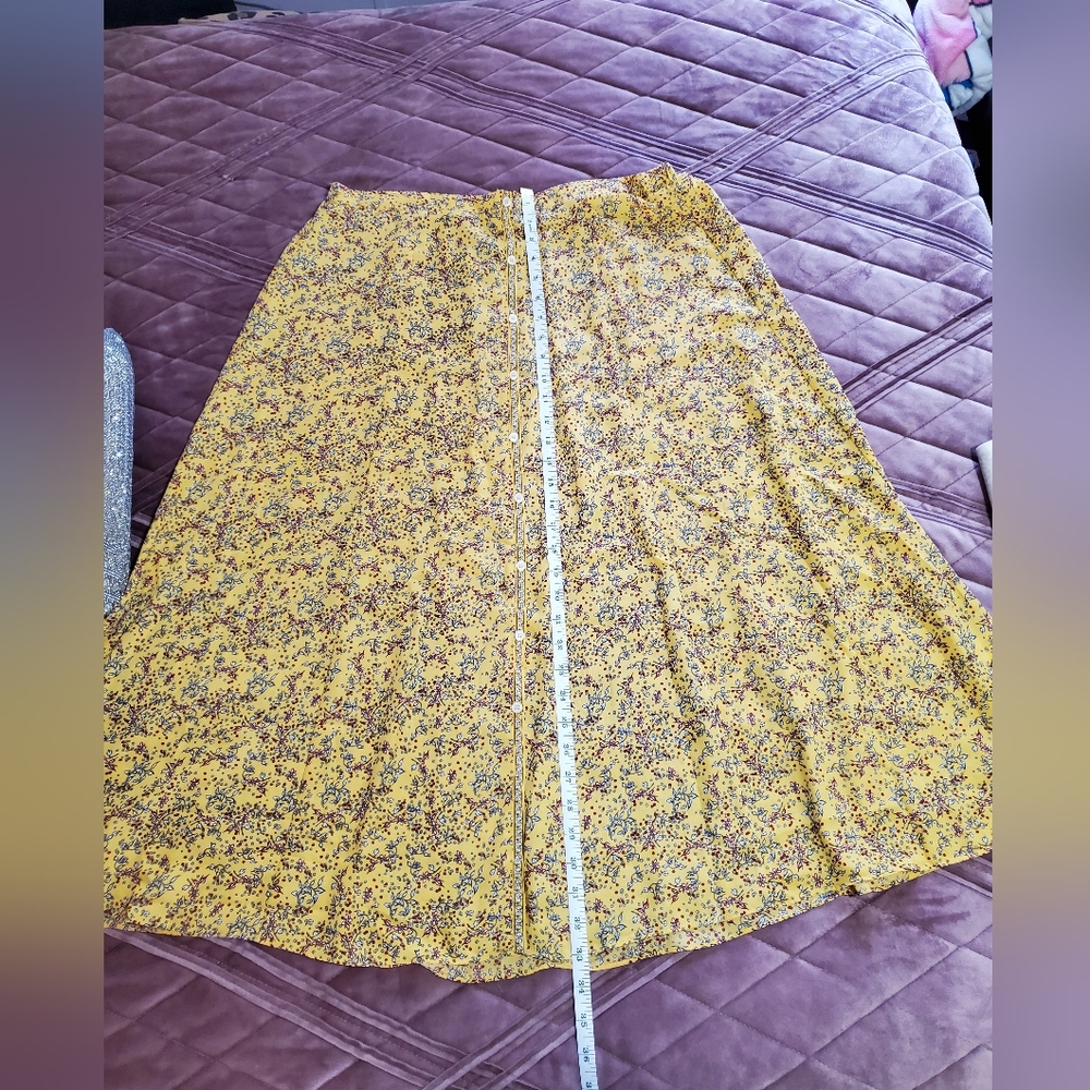 Max Studio Floral Yellow Maxi Skirt XL